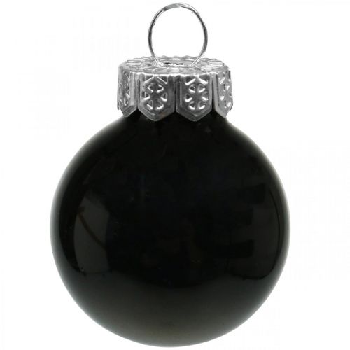 Itens Mini bolas de Natal vidro preto brilhante/mate Ø2,5cm 24 un