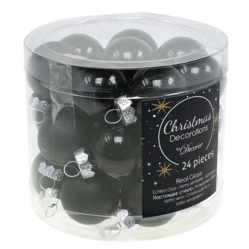 Itens Mini bolas de Natal vidro preto brilhante/mate Ø2,5cm 24 un