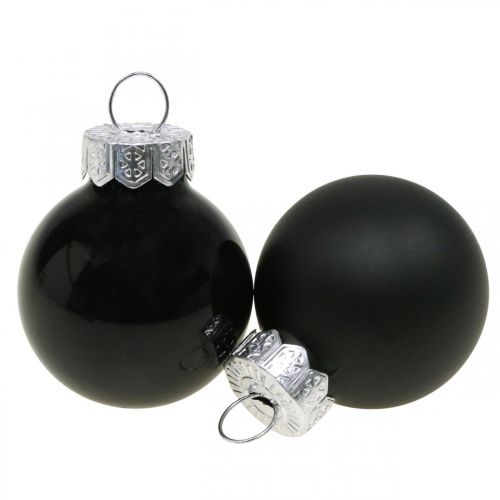 Floristik24 Mini bolas de Natal vidro preto brilhante/mate Ø2.5cm 24p