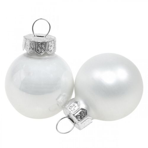 Floristik24 Mini bolas de natal vidro branco brilho/mate Ø2.5cm 24p