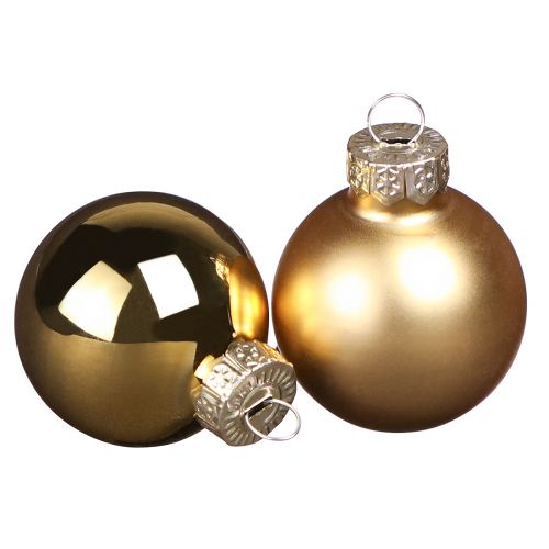 Floristik24 Mini bolas de Natal em vidro dourado fosco brilho Ø3cm 22 un