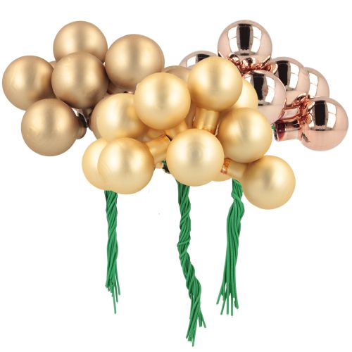Mini bolas de Natal douradas rosas espelhadas 2 cm 140 peças