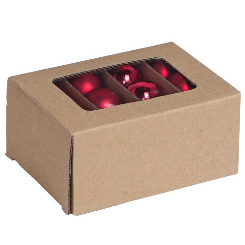 Itens Mini bolas de Natal vidro vermelho fosco brilho Ø3cm 22 un