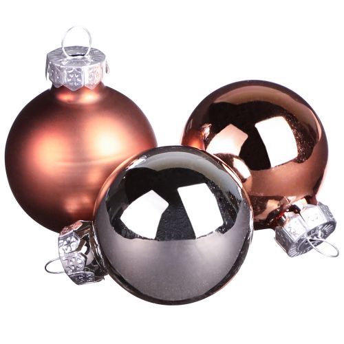 Itens Mini bolas de natal vidro damasco prata Ø3cm 22 un