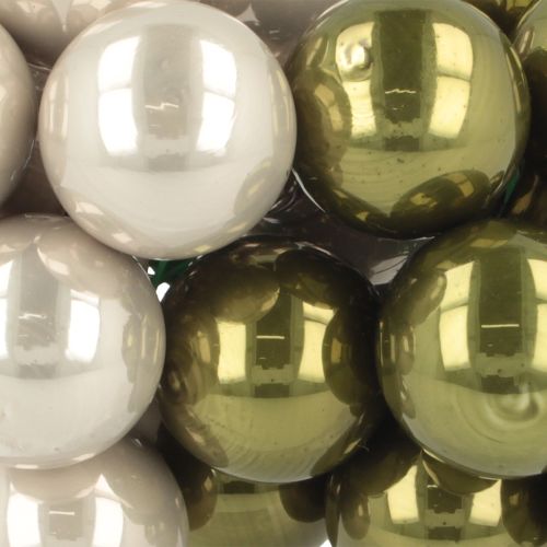 Itens Mini bolas de Natal em arame vidro creme prata 2,5cm 140 peças