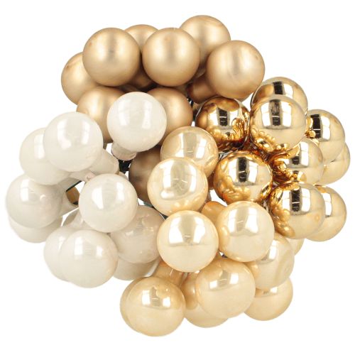 Itens Mini bolas de Natal em arame dourado, creme Ø1,5cm 140 unidades