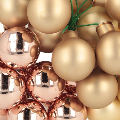 Itens Mini bolas de Natal em arame vidro rosé dourado Ø25mm 140 peças