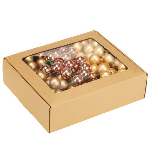Itens Mini bolas de Natal em arame vidro rosé dourado Ø25mm 140 peças