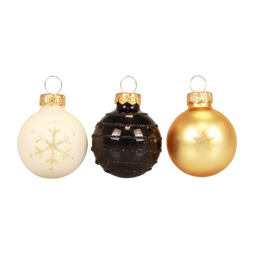 Itens Mini bolas de Natal vidro branco preto ouro Ø3cm 9 un