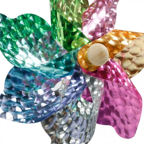 Floristik24 Moinho de vento, decoração de verão, cata-vento no palito, colorido, decoração para festas de aniversário infantil Ø16cm 4 unidades