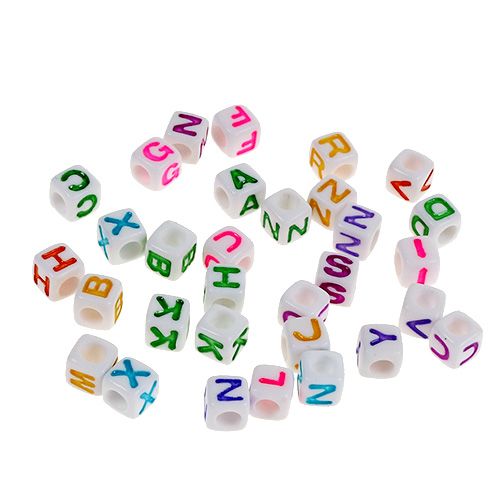 Mini cubos com letras 7mm coloridas 90g