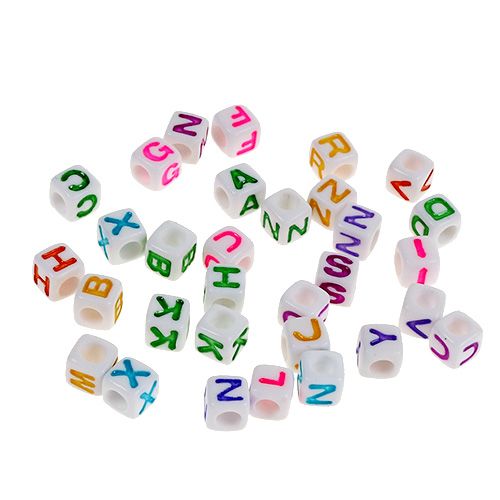 Itens Mini cubos com letras 7mm coloridas 90g