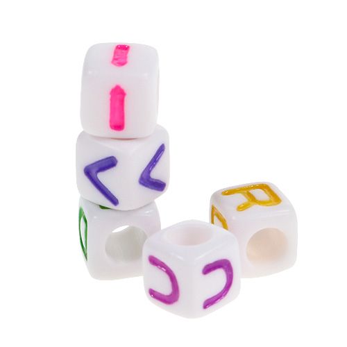 Itens Mini cubos com letras 7mm coloridas 90g
