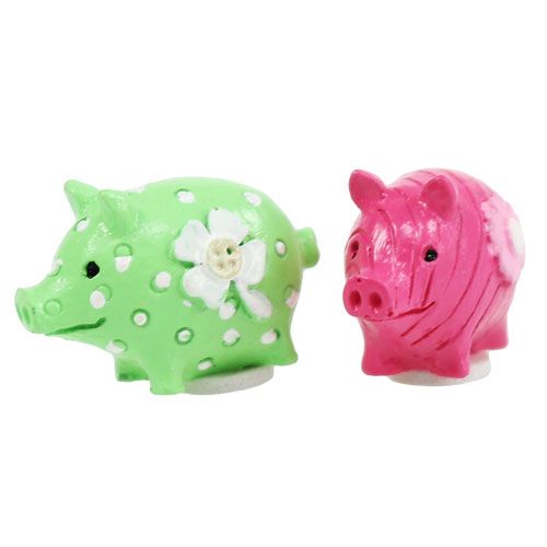 Floristik24 Mini porcos da sorte coloridos 2,5 cm 45 unidades