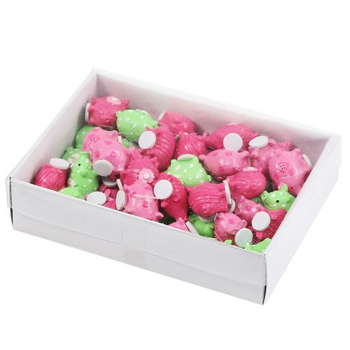 Floristik24 Mini porcos da sorte coloridos 2,5 cm 45 unidades