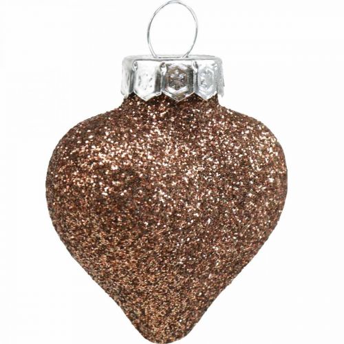 Floristik24 Mini decoração de árvore de natal mix de vidro marrom classificado 4 cm 12 peças