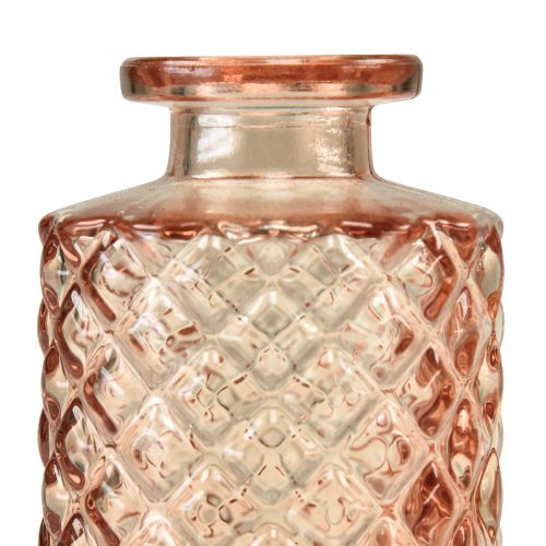 Floristik24 Mini vaso de vidro com cristal de diamante marrom Alt.13,5 cm 4 unidades