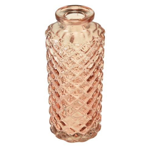 Floristik24 Mini vaso de vidro com cristal de diamante marrom Alt.13,5 cm 4 unidades