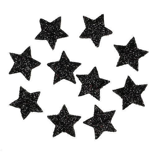 Floristik24 Mini glitter star preto 2,5 cm 96 unidades