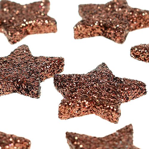 Floristik24 Mini estrela glitter para polvilhar marrom 2,5cm 48 un