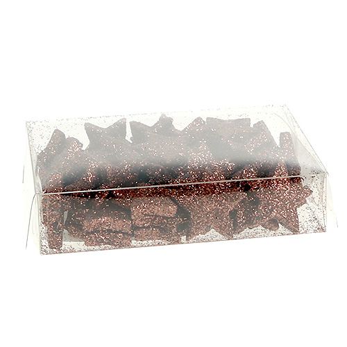 Floristik24 Mini estrela glitter para polvilhar marrom 2,5cm 48 un