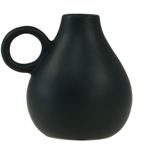 Mini vaso de cerâmica com alça preta decoração em cerâmica Alt.8,5cm