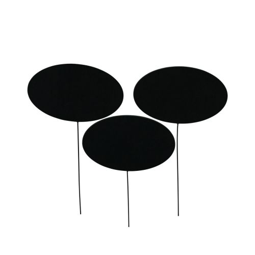 Itens Plugue de metal oval preto mini quadro negro 7,5x4,5cm 12pcs