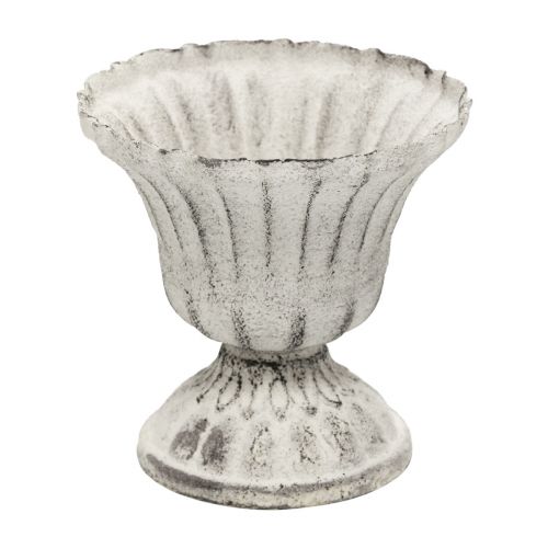 Floristik24 Mini Vaso Copo Cálice de Metal Branco Cinza Antigo Ø8cm Alt.8cm