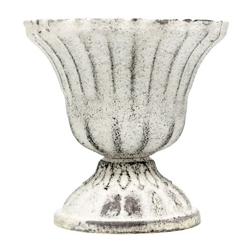 Floristik24 Mini Vaso Copo Cálice de Metal Branco Cinza Antigo Ø8cm Alt.8cm