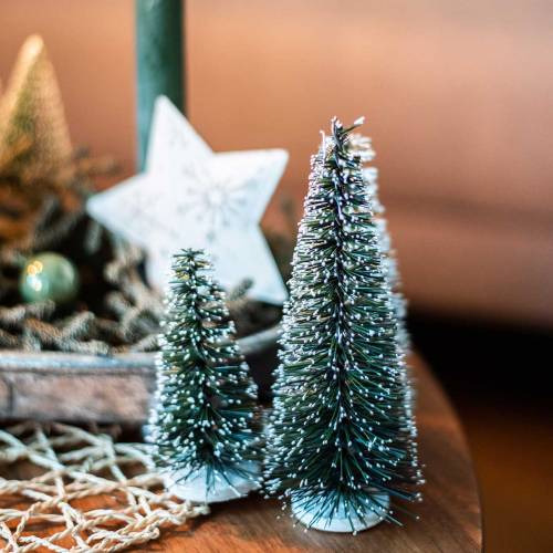 Itens Mini árvore de natal decoração árvore de natal com neve 10cm 4 unidades