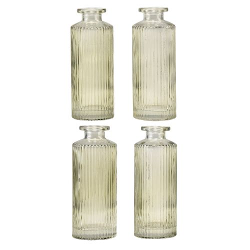 Itens Mini vasos de vidro com ranhuras vaso de flores retrô verde Ø5cm 4 unidades