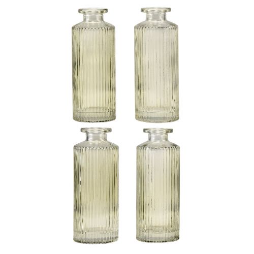 Floristik24 Mini vasos de vidro com ranhuras vaso de flores retrô verde Ø5cm 4 unidades