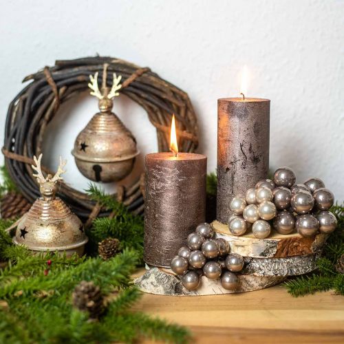 Floristik24 Mini bola de Natal creme, vidro de bagas de espelho cinza Ø20mm 140p