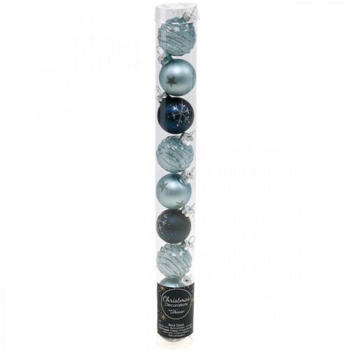 Floristik24 Mini bolas de natal azul vidro real Ø3cm 9pcs