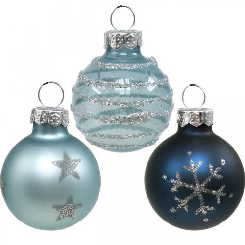 Floristik24 Mini bolas de natal azul vidro real Ø3cm 9pcs