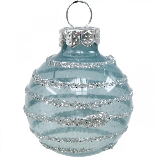 Floristik24 Mini bolas de natal azul vidro real Ø3cm 9pcs