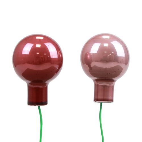 Itens Mini bolas de Natal fio de vidro rosa bordô Ø2cm 140un