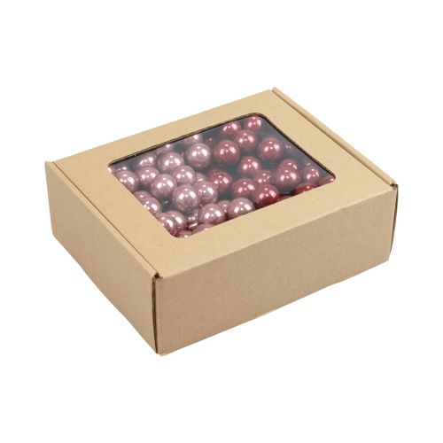 Itens Mini bolas de Natal fio de vidro rosa bordô Ø2cm 140un