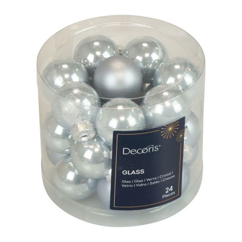 Floristik24 Mini bolas de Natal vidro azul fosco/brilhante Ø2,5cm 20 un
