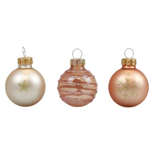 Mini bolas de Natal vidro creme bolas de vidro cobre Ø3cm 9 unidades