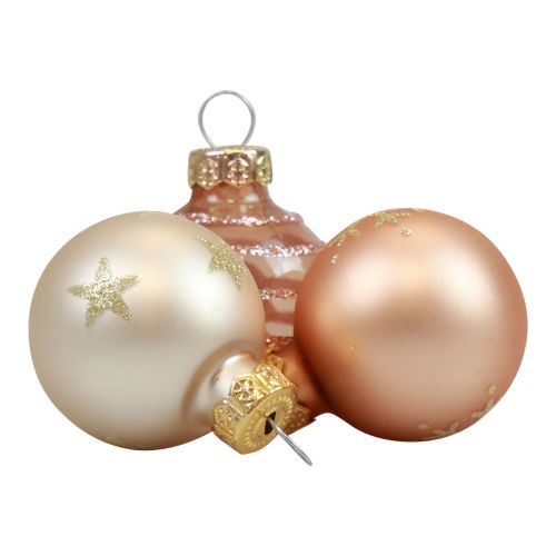 Floristik24 Mini bolas de Natal vidro creme bolas de vidro cobre Ø3cm 9 unidades