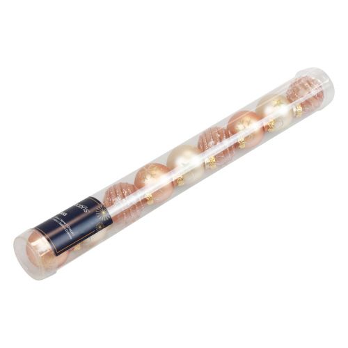 Floristik24 Mini bolas de Natal vidro creme bolas de vidro cobre Ø3cm 9 unidades