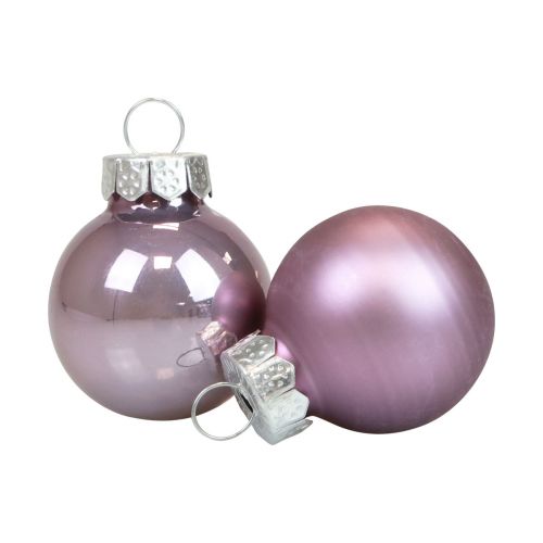 Mini bolas de Natal vidro lilás roxo brilho/fosco Ø2,5cm 20un