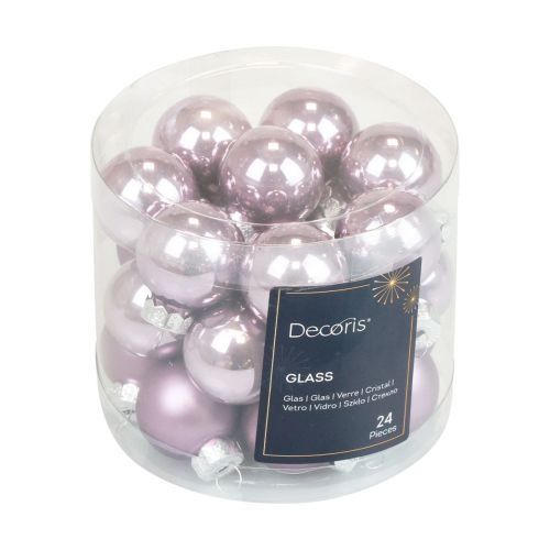 Floristik24 Mini bolas de Natal vidro lilás roxo brilhante/mate Ø2,5cm 20 un