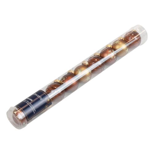Floristik24 Mini bolas de Natal bolas de vidro marrom dourado Ø3cm 9 unidades