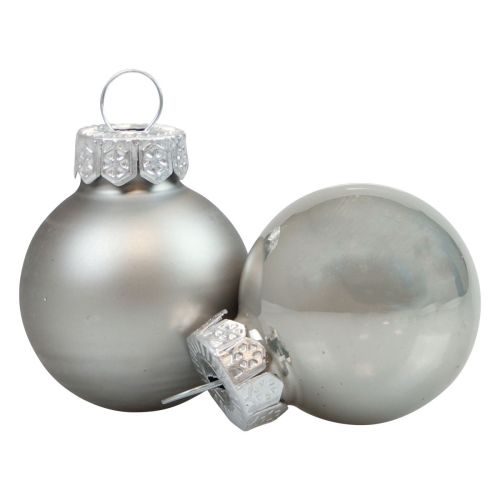 Floristik24 Mini bolas de Natal vidro prata brilhante/mate Ø2,5cm 20 un