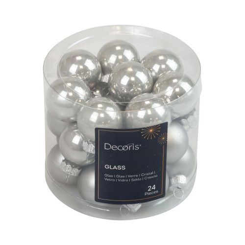 Floristik24 Mini bolas de Natal vidro prata brilhante/mate Ø2,5cm 20 un