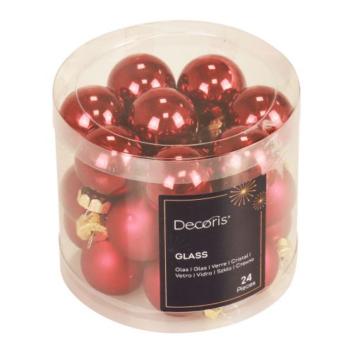 Floristik24 Mini bolas de Natal vermelhas mate/brilhante Ø2,5cm 20 un