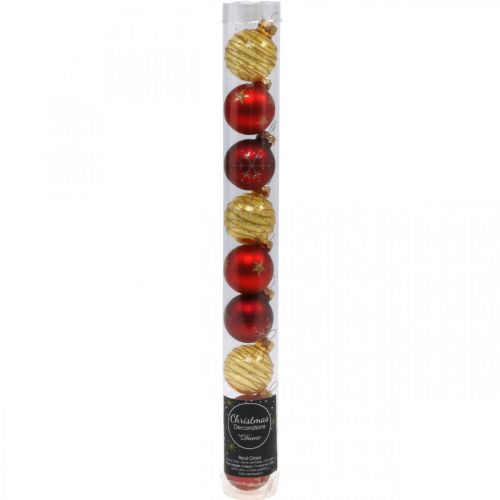 Floristik24 Mini bolas de natal vermelho/amarelo mistura vidro real Ø3cm 9pcs