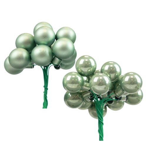 Mini bolas de Natal em arame de vidro verde Ø2,5cm 140un